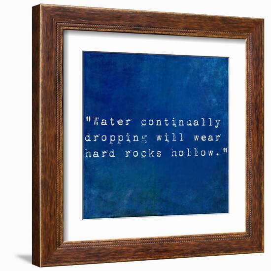 Inspirational Quote By Plutarch On Earthy Blue Background-nagib-Framed Art Print