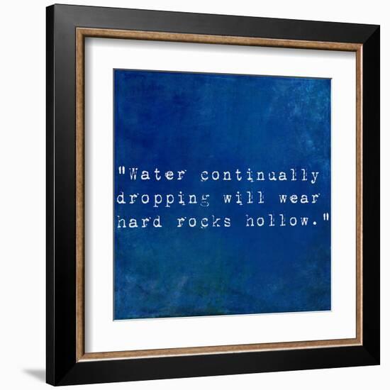 Inspirational Quote By Plutarch On Earthy Blue Background-nagib-Framed Art Print