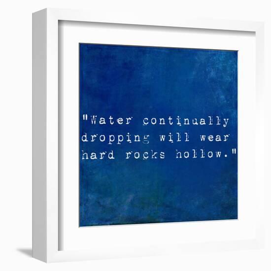 Inspirational Quote By Plutarch On Earthy Blue Background-nagib-Framed Art Print