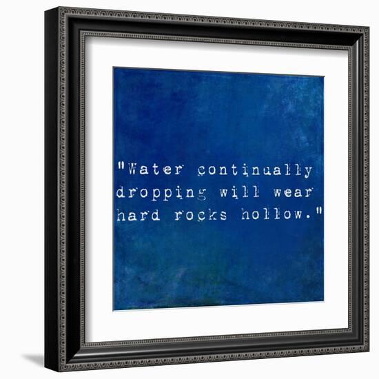 Inspirational Quote By Plutarch On Earthy Blue Background-nagib-Framed Art Print