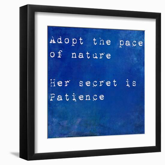 Inspirational Quote By Ralph Waldo Emmerson On Earthy Blue Background-nagib-Framed Art Print