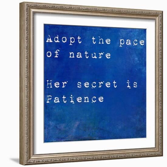 Inspirational Quote By Ralph Waldo Emmerson On Earthy Blue Background-nagib-Framed Art Print