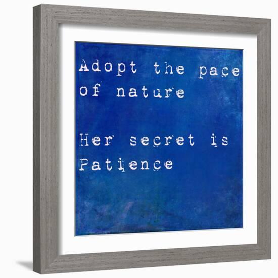 Inspirational Quote By Ralph Waldo Emmerson On Earthy Blue Background-nagib-Framed Art Print