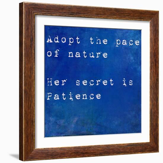 Inspirational Quote By Ralph Waldo Emmerson On Earthy Blue Background-nagib-Framed Art Print