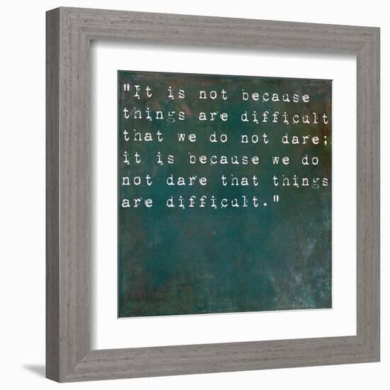 Inspirational Quote By Seneca On Earthy Background-nagib-Framed Art Print