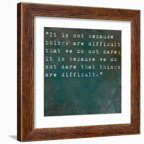 Inspirational Quote By Seneca On Earthy Background-nagib-Framed Art Print