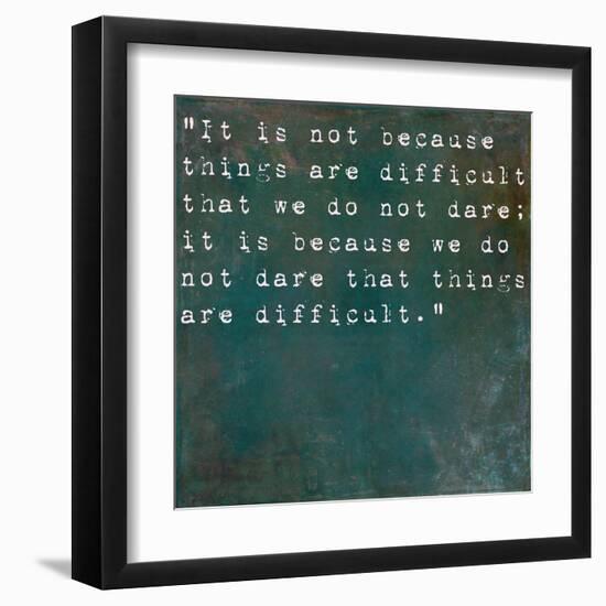 Inspirational Quote By Seneca On Earthy Background-nagib-Framed Art Print