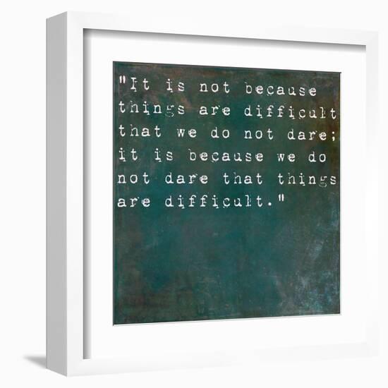Inspirational Quote By Seneca On Earthy Background-nagib-Framed Art Print