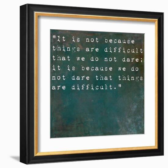 Inspirational Quote By Seneca On Earthy Background-nagib-Framed Art Print