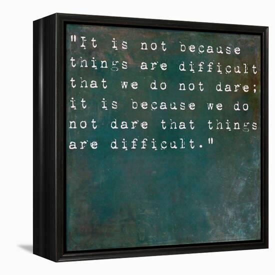 Inspirational Quote By Seneca On Earthy Background-nagib-Framed Stretched Canvas