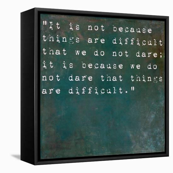 Inspirational Quote By Seneca On Earthy Background-nagib-Framed Stretched Canvas