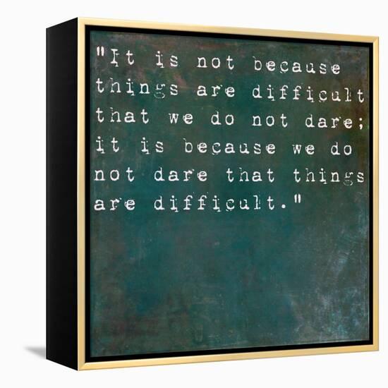 Inspirational Quote By Seneca On Earthy Background-nagib-Framed Stretched Canvas