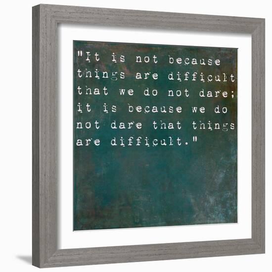 Inspirational Quote By Seneca On Earthy Background-nagib-Framed Art Print