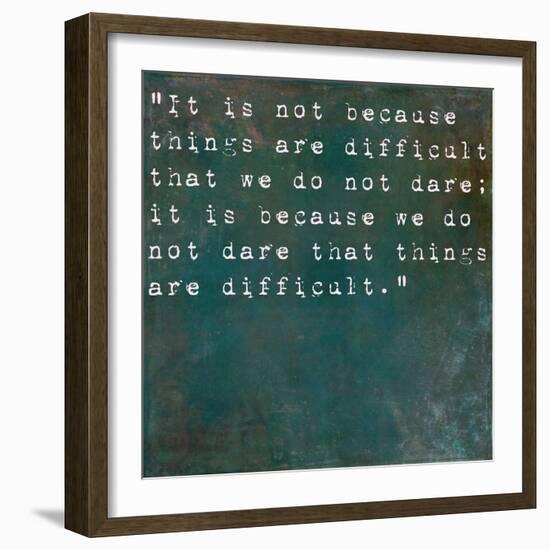 Inspirational Quote By Seneca On Earthy Background-nagib-Framed Art Print