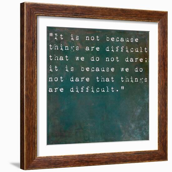 Inspirational Quote By Seneca On Earthy Background-nagib-Framed Art Print