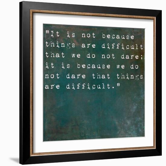 Inspirational Quote By Seneca On Earthy Background-nagib-Framed Art Print