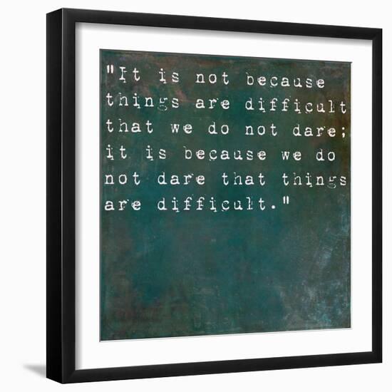 Inspirational Quote By Seneca On Earthy Background-nagib-Framed Art Print