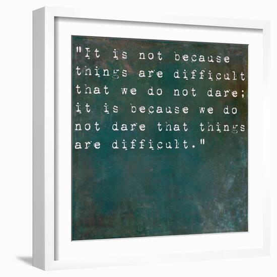 Inspirational Quote By Seneca On Earthy Background-nagib-Framed Art Print