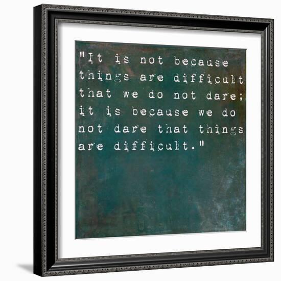 Inspirational Quote By Seneca On Earthy Background-nagib-Framed Art Print