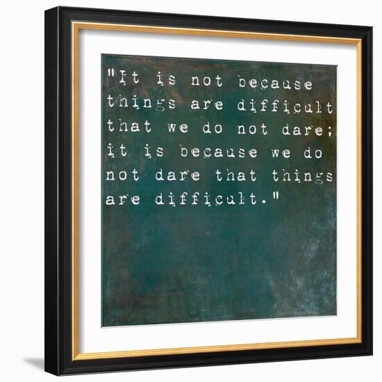 Inspirational Quote By Seneca On Earthy Background-nagib-Framed Art Print