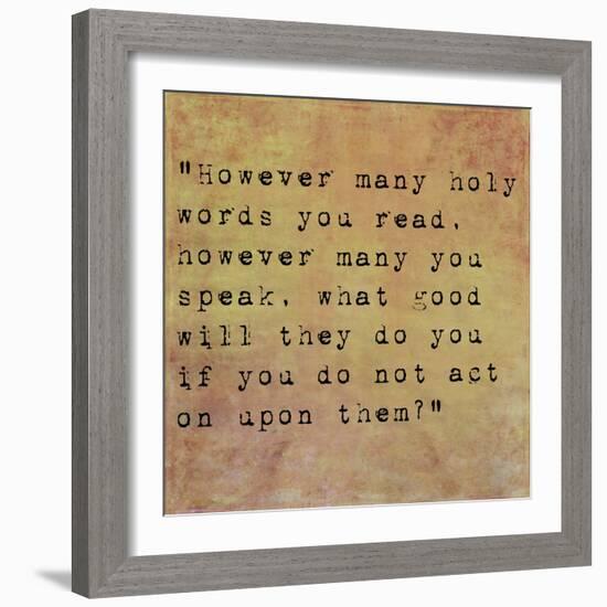 Inspirational Quote By Siddhartha Gautama (The Buddha) On Earthy Background-nagib-Framed Art Print