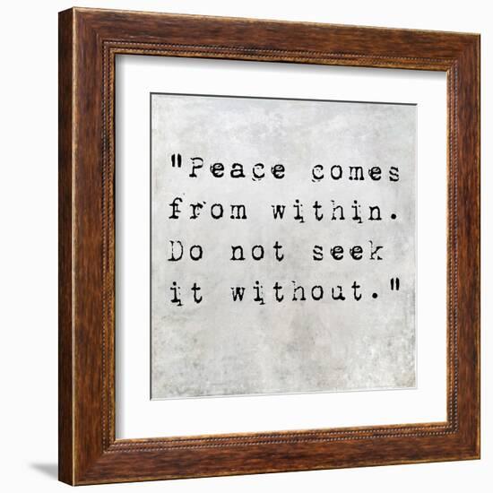 Inspirational Quote By Siddhartha Gautama (The Buddha) On Earthy Background-nagib-Framed Art Print