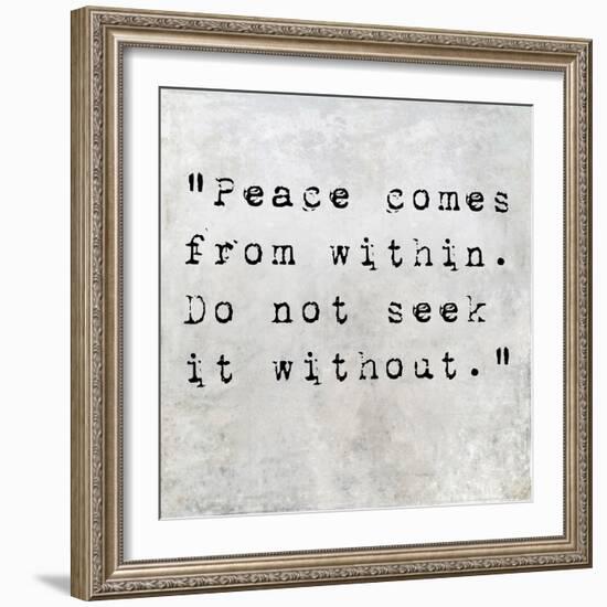 Inspirational Quote By Siddhartha Gautama (The Buddha) On Earthy Background-nagib-Framed Art Print