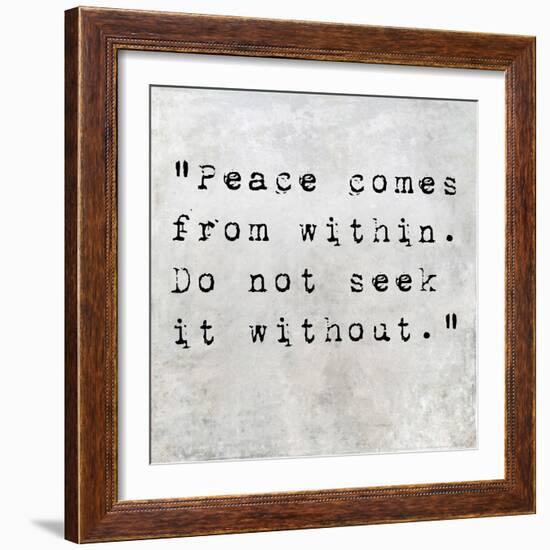 Inspirational Quote By Siddhartha Gautama (The Buddha) On Earthy Background-nagib-Framed Art Print