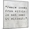 Inspirational Quote By Siddhartha Gautama (The Buddha) On Earthy Background-nagib-Mounted Art Print