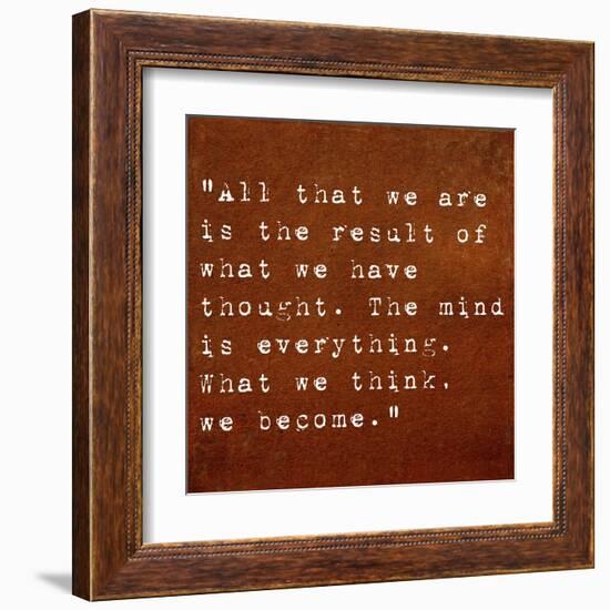 Inspirational Quote By Siddhartha Gautama (The Buddha) On Earthy Background-nagib-Framed Art Print