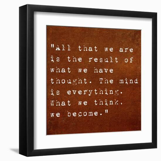 Inspirational Quote By Siddhartha Gautama (The Buddha) On Earthy Background-nagib-Framed Art Print