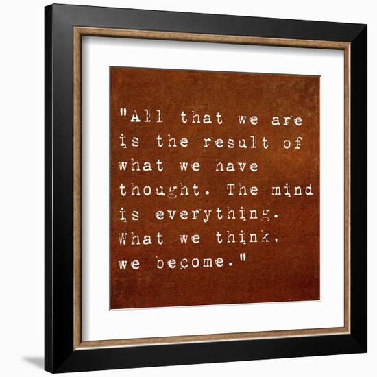 Inspirational Quote By Siddhartha Gautama (The Buddha) On Earthy Background-nagib-Framed Art Print