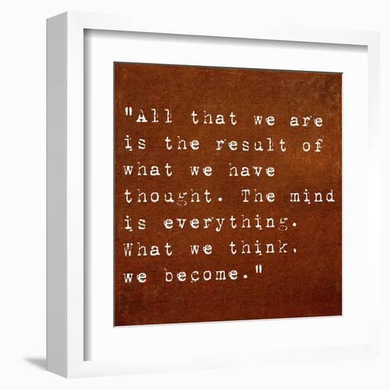 Inspirational Quote By Siddhartha Gautama (The Buddha) On Earthy Background-nagib-Framed Art Print