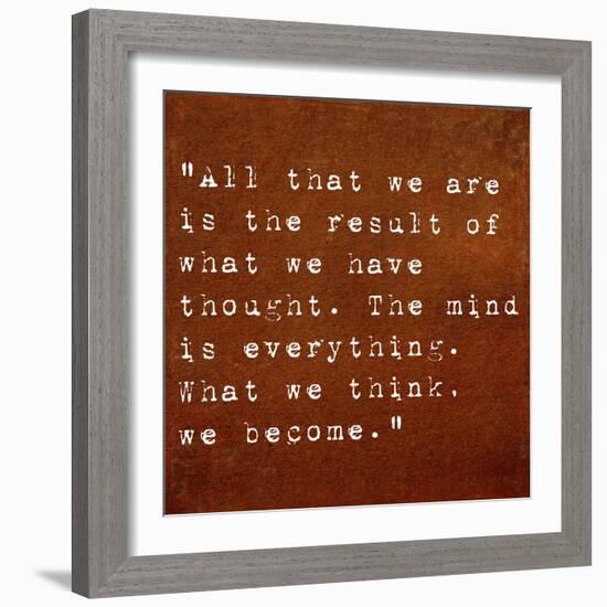 Inspirational Quote By Siddhartha Gautama (The Buddha) On Earthy Background-nagib-Framed Art Print