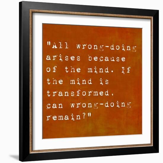 Inspirational Quote By Siddhartha Gautama (The Buddha) On Earthy Background-nagib-Framed Art Print