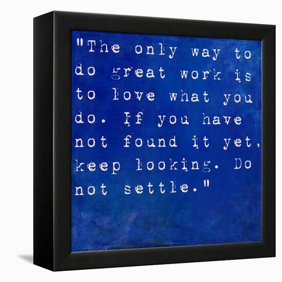 Inspirational Quote By Steve Jobs On Earthy Blue Background-nagib-Framed Stretched Canvas