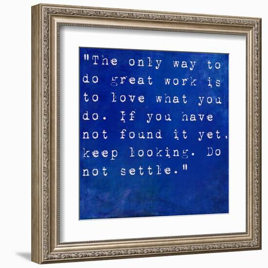 Inspirational Quote By Steve Jobs On Earthy Blue Background-nagib-Framed Art Print