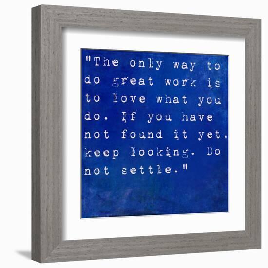 Inspirational Quote By Steve Jobs On Earthy Blue Background-nagib-Framed Art Print