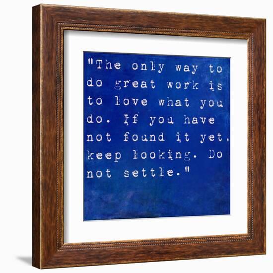 Inspirational Quote By Steve Jobs On Earthy Blue Background-nagib-Framed Art Print