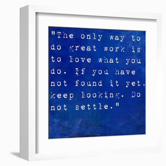 Inspirational Quote By Steve Jobs On Earthy Blue Background-nagib-Framed Art Print