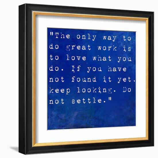 Inspirational Quote By Steve Jobs On Earthy Blue Background-nagib-Framed Art Print