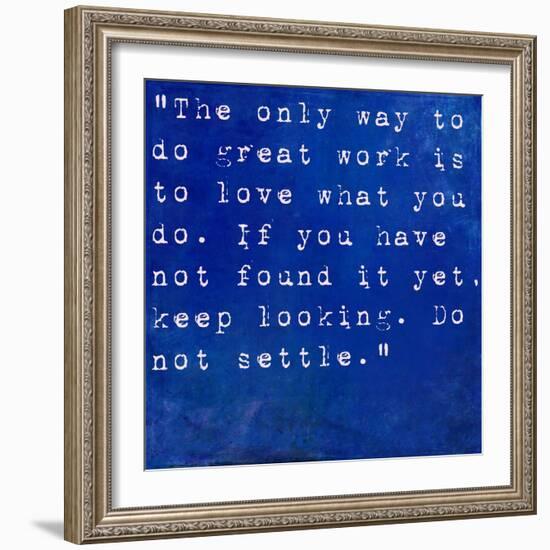 Inspirational Quote By Steve Jobs On Earthy Blue Background-nagib-Framed Art Print