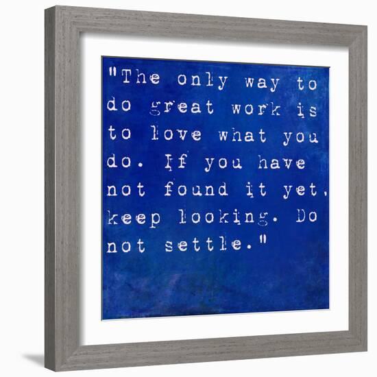 Inspirational Quote By Steve Jobs On Earthy Blue Background-nagib-Framed Art Print