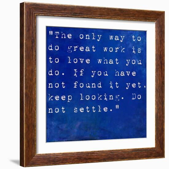 Inspirational Quote By Steve Jobs On Earthy Blue Background-nagib-Framed Art Print