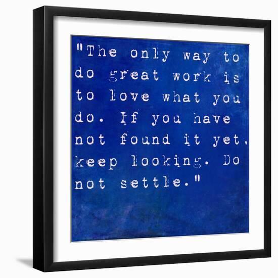 Inspirational Quote By Steve Jobs On Earthy Blue Background-nagib-Framed Art Print