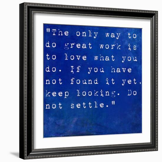 Inspirational Quote By Steve Jobs On Earthy Blue Background-nagib-Framed Art Print