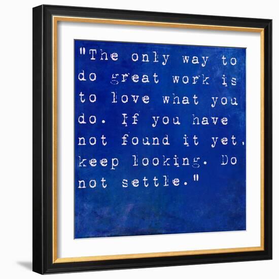 Inspirational Quote By Steve Jobs On Earthy Blue Background-nagib-Framed Art Print