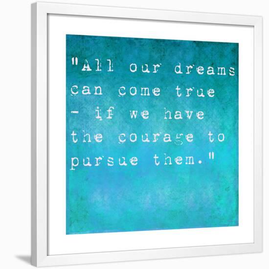 Inspirational Quote By Walt Disney On Earthy Background Framed Art