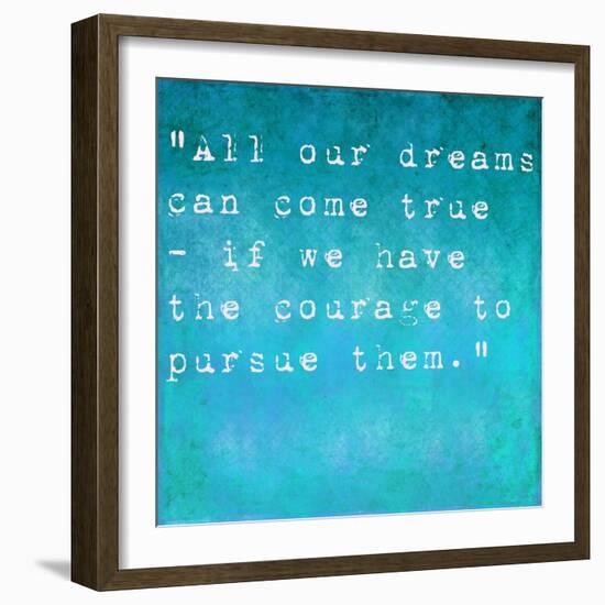 Inspirational Quote By Walt Disney On Earthy Background-nagib-Framed Art Print