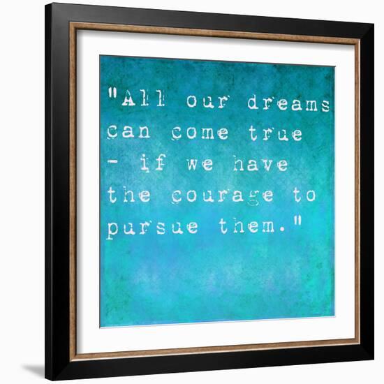 Inspirational Quote By Walt Disney On Earthy Background-nagib-Framed Art Print